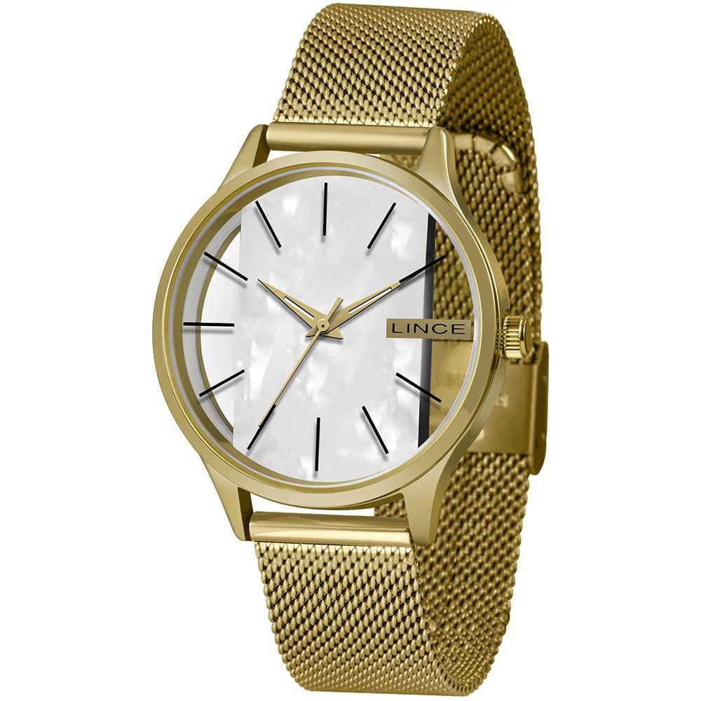 Relógio LINCE feminino dourado transparente LRG624L B1KX