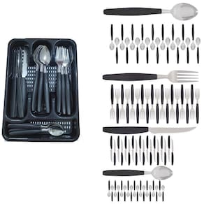 Kit Faqueiro Inox Berlim 72 Pçs C/ 3 Porta Talheres Preto