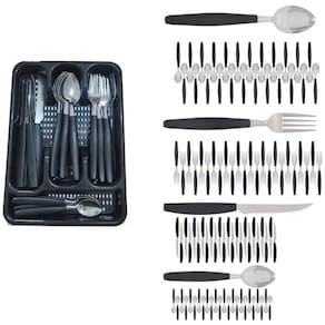 Kit Faqueiro Inox Berlim 96 Pçs C/ 4 Porta Talheres Preto