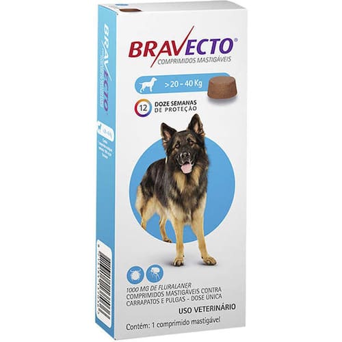 Bravecto para Cães de 20 a 40 Kg - 1000 mg Menor preço em Bravecto para Cães de 20 a 40 Kg - 1000 mg