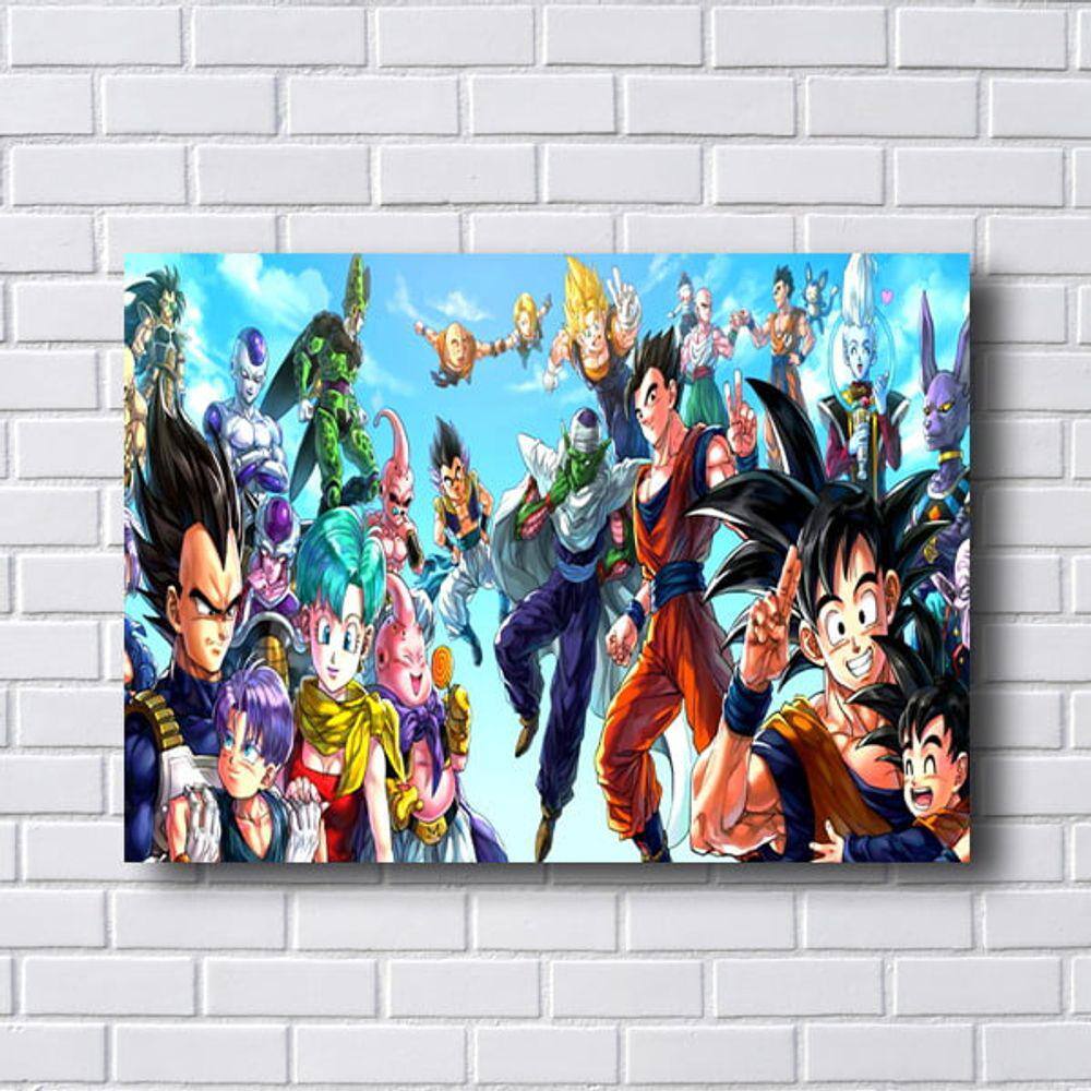 Quadro Decorativo Dragon Ball Goku Desenho Com Moldura G07