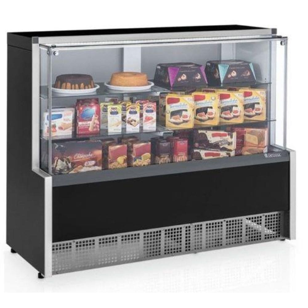 Vitrine Neutra Aurora 140cm Preto Vidro Reto MPNA-140R BIVOLT - Gelopar