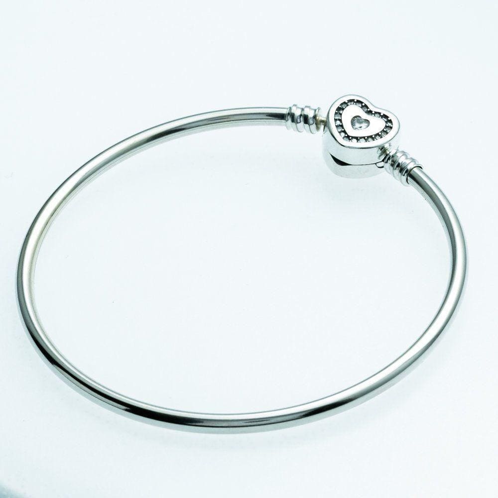 Bracelete Para Berloques Fecho Coração Prata 925 18cm