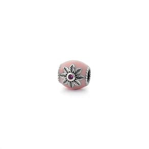 Berloque Espaçador Esmaltado Colorido em Prata 925 Rosa