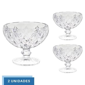 Kit 2 Taças de Sobremesa Diamante Transparente 335mL