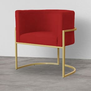Poltrona Decorativa Estofada Base de Ferro Sala Luana Suede Vermelho - LM DECOR