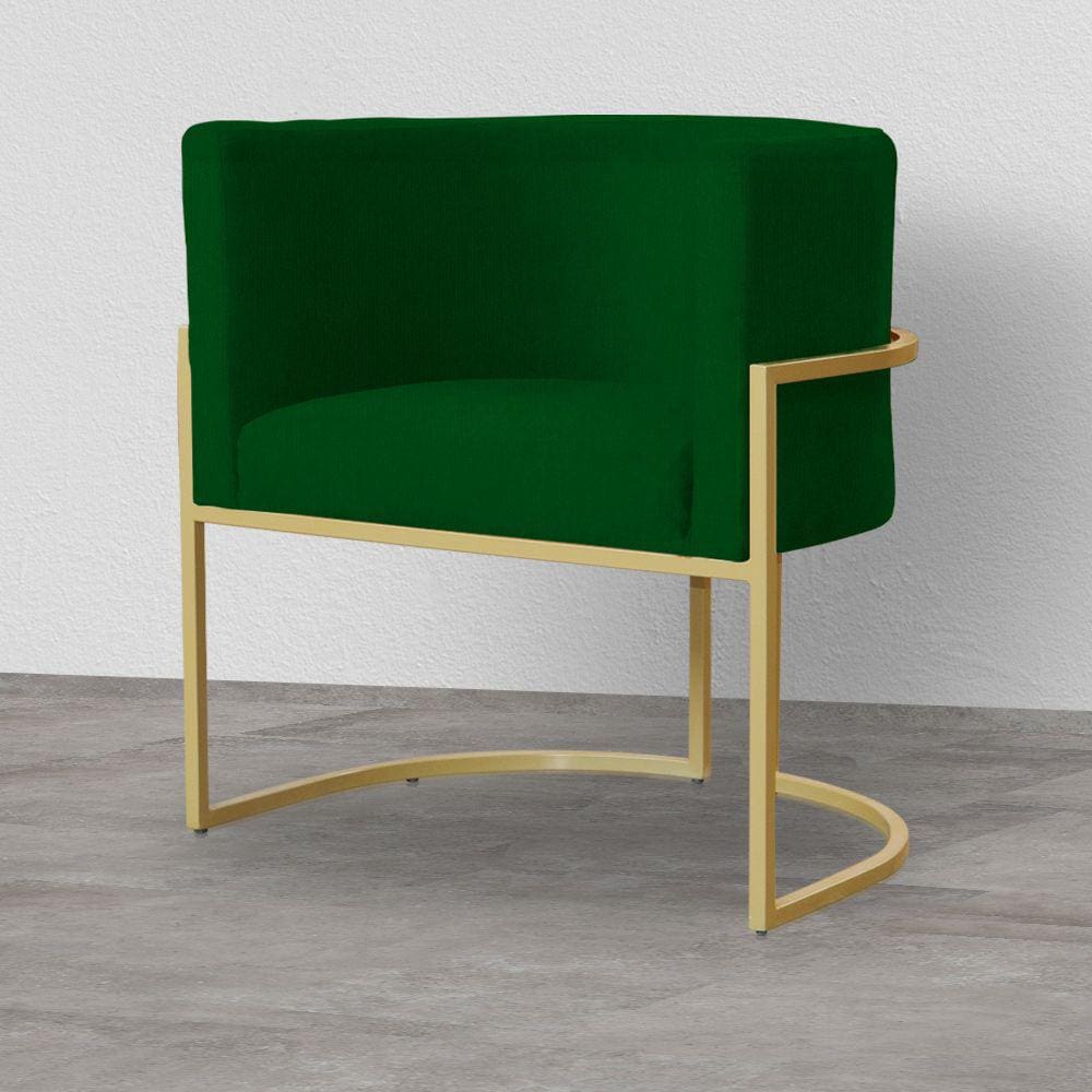 Poltrona Decorativa Estofada Base de Ferro Sala Luana Suede Verde - LM DECOR