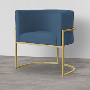 Poltrona Decorativa Estofada Base de Ferro Sala Luana Suede Azul Royal - LM DECOR
