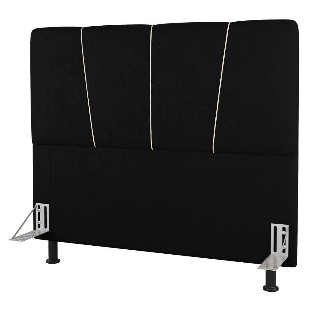 Cabeceira Cama Box Casal Amber 140cm Estofada Sintético Preto - Desk Design