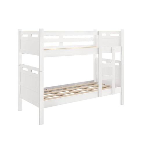 imagem-Beliche Solteiro Branco Liso -  Jaspe Vira Duas Camas 100% Mdf