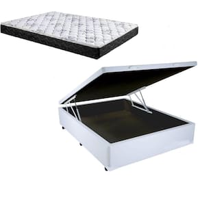 Cama Box Baú Casal Dreams Sintético Branco + Colchão Casal Dreams Espuma D23 Com EPS 17x138x188