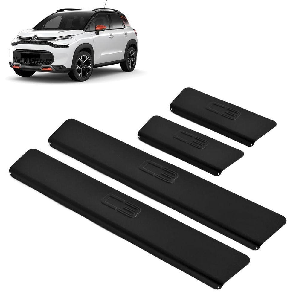 Soleira Aluminio Preta Brasikar Citroen C3 2022