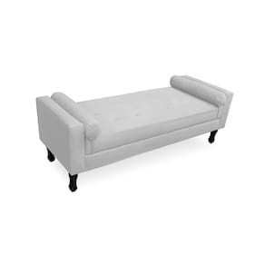 Recamier Calçadeira Fênix Baú Estofado Quarto Queen 160cm Suede Branco - LM DECOR