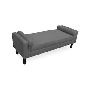Recamier Calçadeira Fênix Baú Estofado Quarto Queen 160cm Suede Cinza - LM DECOR