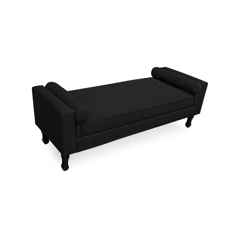 Recamier Calçadeira Fênix Baú Estofado Quarto Queen 160cm Suede Preto - LM DECOR