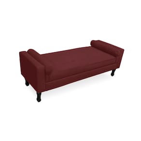 Recamier Calçadeira Fênix Baú Estofado Quarto Solteiro 100cm Suede Vermelho Bordo - LM DECOR