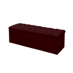 Calçadeira Baú P/ Box Solteiro 90cm Mirage c/ Capitonê Suede Vermelho Bordo - LM DECOR