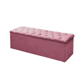 Calçadeira Baú P/ Box Queen 160cm Mirage c/ Capitonê Suede Rosa LM DECOR