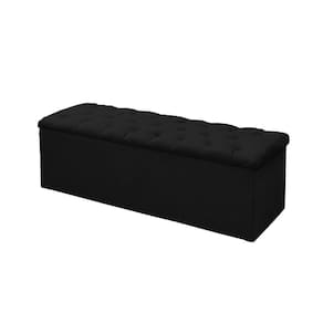 Calçadeira Baú P/ Box Queen 160cm Mirage c/ Capitonê Suede Preto LM DECOR
