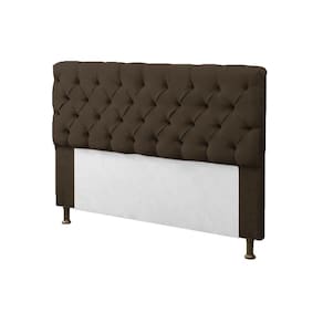 Cabeceira para Cama Box King 195cm Mirage c/ Capitonê Suede Marrom - LM DECOR
