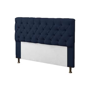 Cabeceira para Cama Box Casal 140cm Mirage c/ Capitonê Suede Azul Marinho - LM DECOR