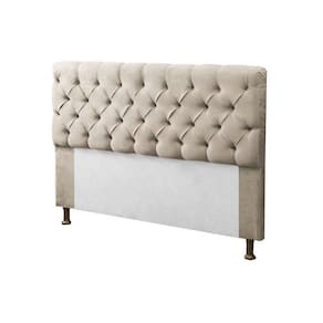 Cabeceira para Cama Box King 195cm Mirage c/ Capitonê Suede Bege - LM DECOR