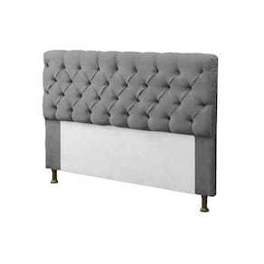 Cabeceira para Cama Box Casal 140cm Mirage c/ Capitonê Suede Cinza - LM DECOR
