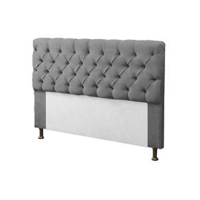 Cabeceira para Cama Box Queen 160cm Mirage c/ Capitonê Suede Cinza - LM DECOR