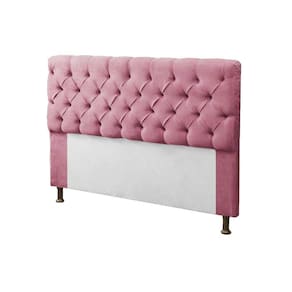 Cabeceira para Cama Box Casal 140cm Mirage c/ Capitonê Suede Rosa - LM DECOR