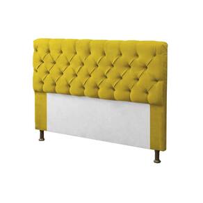Cabeceira para Cama Box Queen 160cm Mirage c/ Capitonê Suede Amarelo - LM DECOR