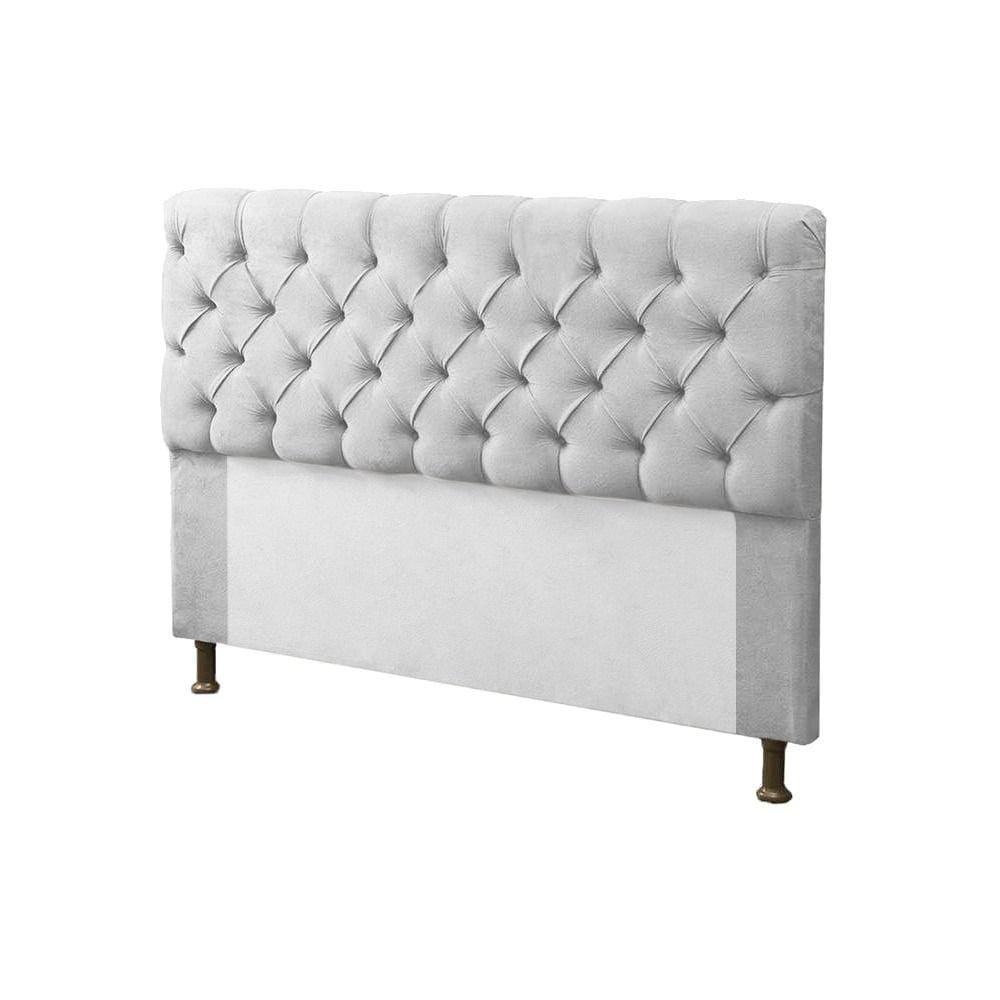Cabeceira para Cama Box Solteiro 90cm Mirage c/ Capitonê Suede Branco - LM DECOR