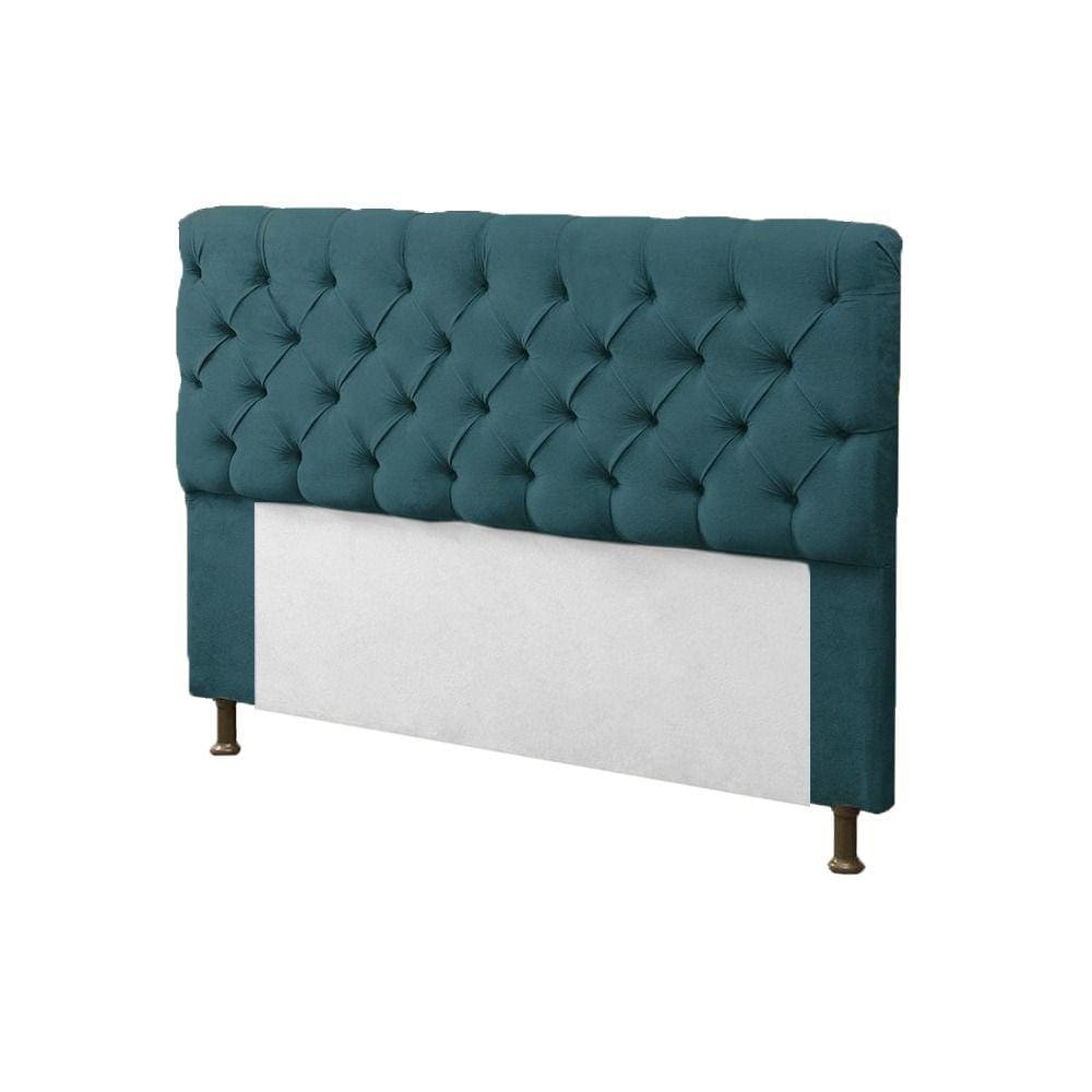 Cabeceira para Cama Box King 195cm Mirage c/ Capitonê Suede Azul Turquesa - LM DECOR
