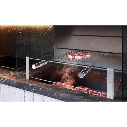 Grelha Parrilla Uruguaia Reta Barra Redonda Aço Inox 70x40cm