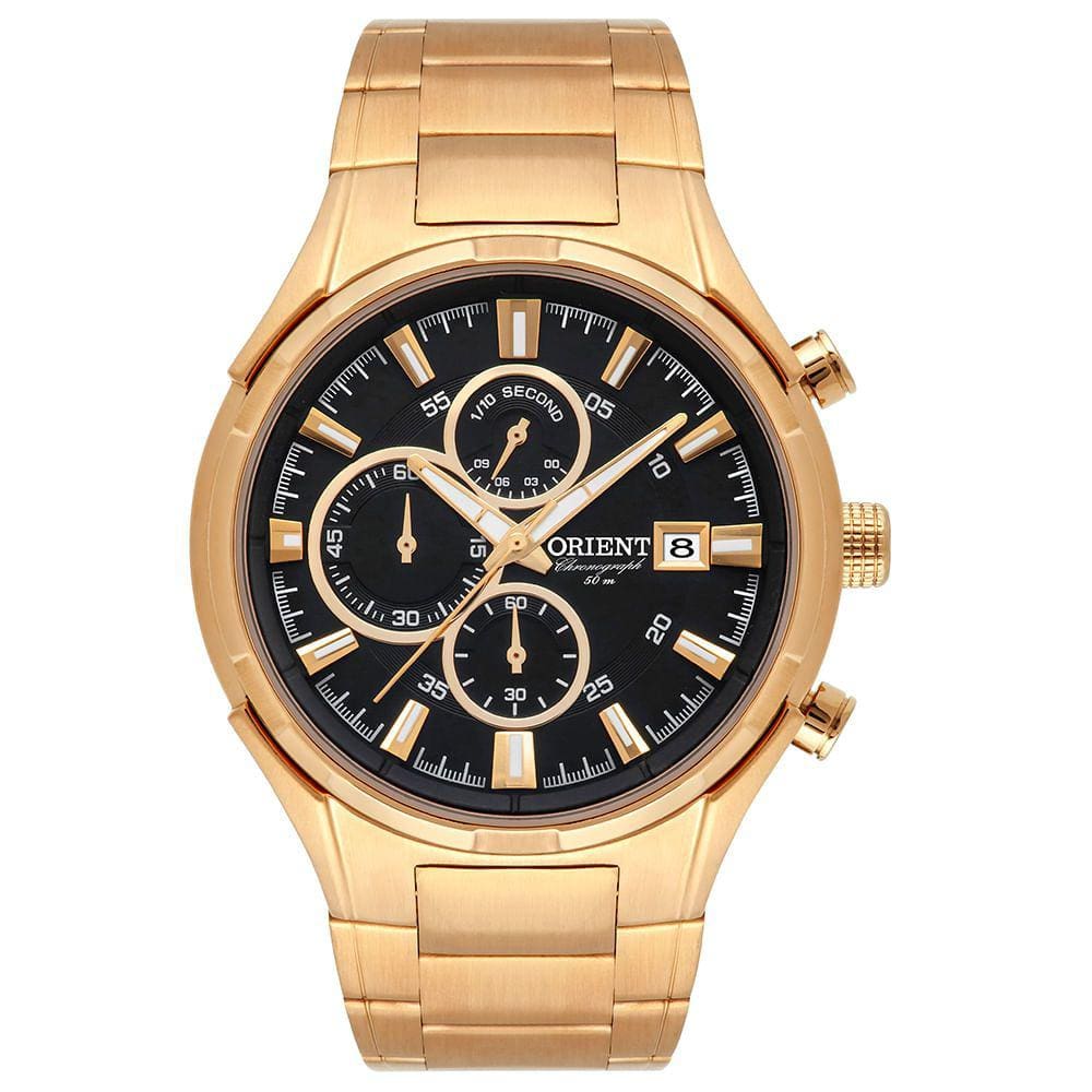 Relógio ORIENT masculino cronógrafo dourado MGSSC027 P1KX
