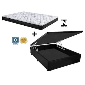Cama Box Baú Casal Dreams Suede Preto + Colchão Casal Dreams Espuma D23 Com EPS 14x138x188