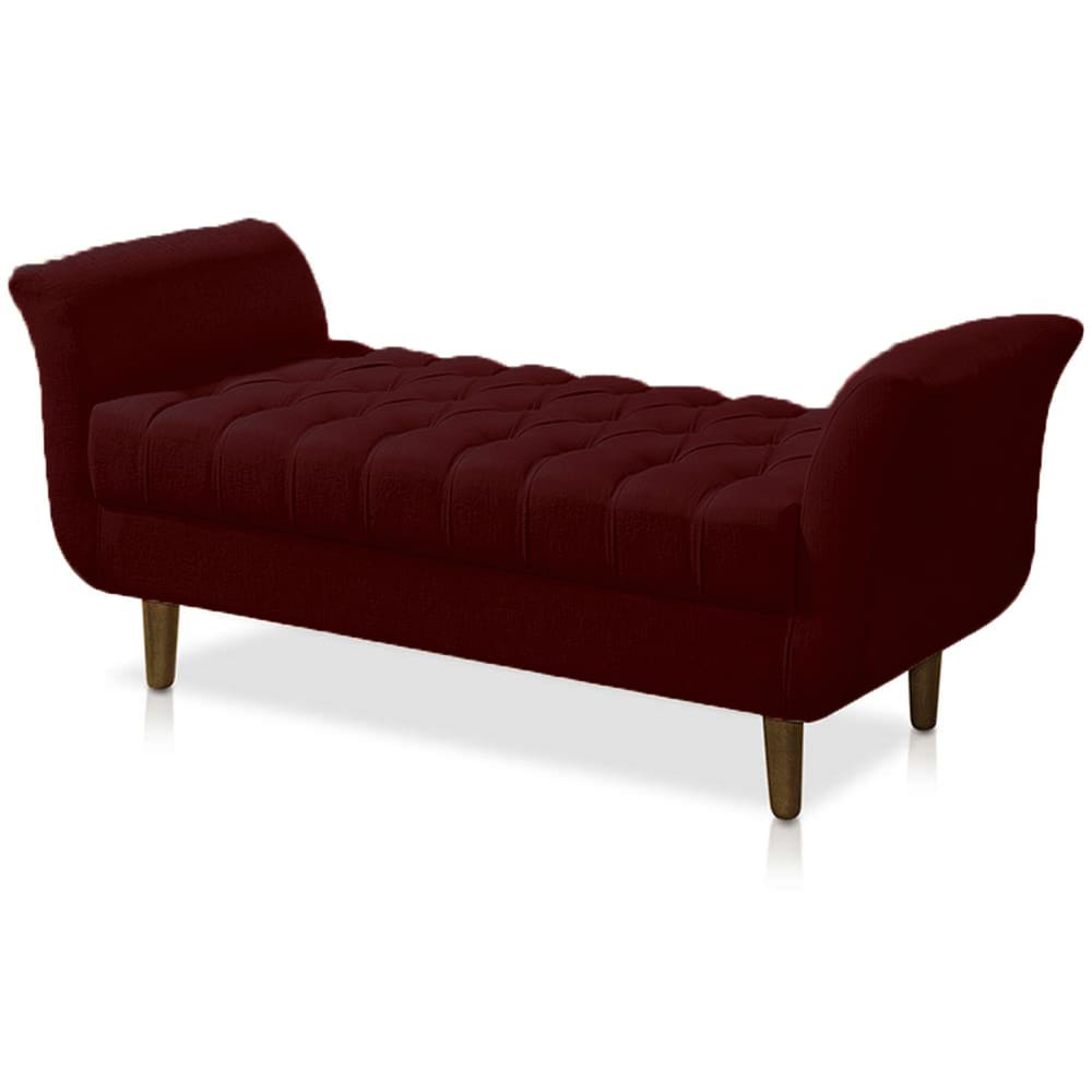 Recamier Calçadeira 02 Lugares 150cm Capitonê Grecia Suede Vermelho Bordô - LM DECOR
