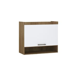 Armário Aéreo Maleiro Modulado 97cm 1 Porta Basculante Paris Luciane Móveis Avelã Pf Com Branco Pf