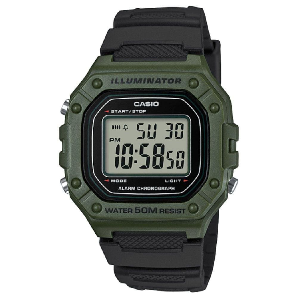 Relógio CASIO Illuminator masculino verde W-218H-3AVDF