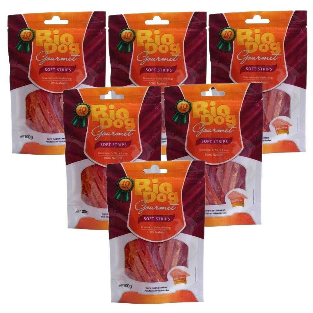 X Petisco Bio Dog Gourmet Soft Strips p Caes Frango 100g BioDog Casas