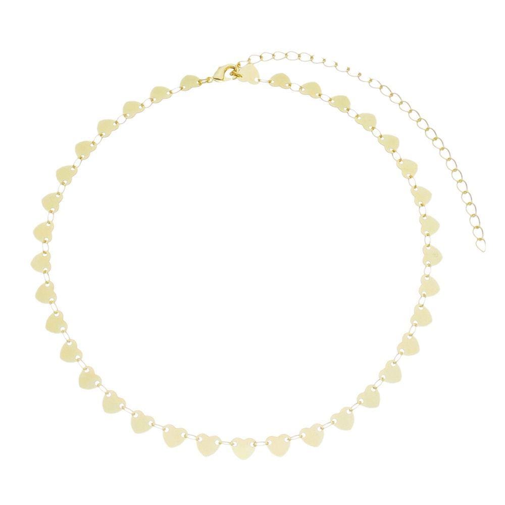 Choker Chapinha de Corações Folheado em Ouro 18K