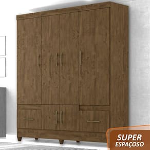 Guarda Roupa Casal 6 Portas 2 Gavetas Ms912 Moval - Castanho Woo