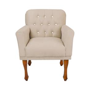 Poltrona Decorativa Para Sala de Estar Anitta Suede Bege LM DECOR
