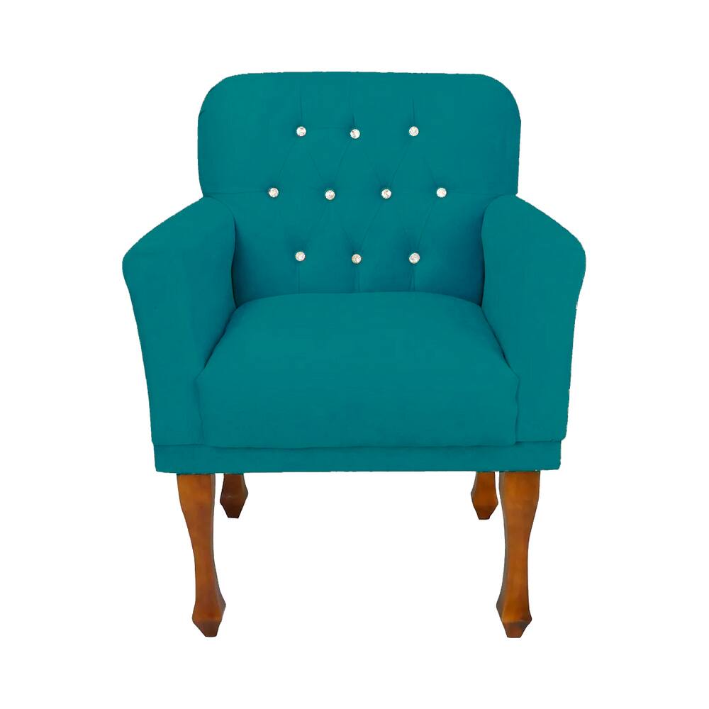 Poltrona Decorativa Para Sala de Estar Anitta Suede Azul Turquesa LM DECOR