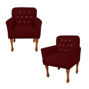 Combo 2 Poltrona Cadeira Decorativa Sala de Comercial Anitta Suede Vermelho Bordo LM DECOR
