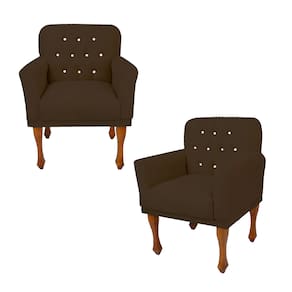 Combo 2 Poltrona Cadeira Decorativa Sala de Comercial Anitta Suede Marrom LM DECOR