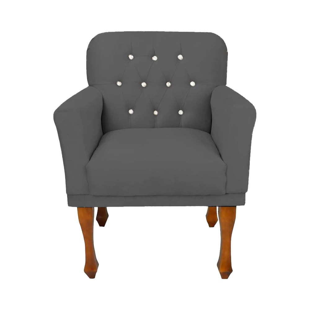 Poltrona Decorativa Para Sala de Estar Anitta Suede Cinza LM DECOR