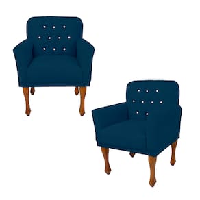 Combo 2 Poltrona Cadeira Decorativa Sala de Espera Anitta Suede Azul Marinho LM DECOR