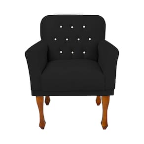 Cadeira Poltrona Estofada Para Sala de Espera Anitta Suede Preto LM DECOR