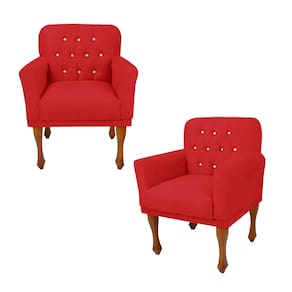 Combo 2 Poltrona Cadeira Decorativa Sala de Comercial Anitta Suede Vermelho LM DECOR