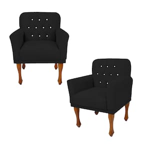 Jogo 2 Cadeira Poltrona Decorativa Sala Quarto Closet Anitta Suede Preto LM DECOR